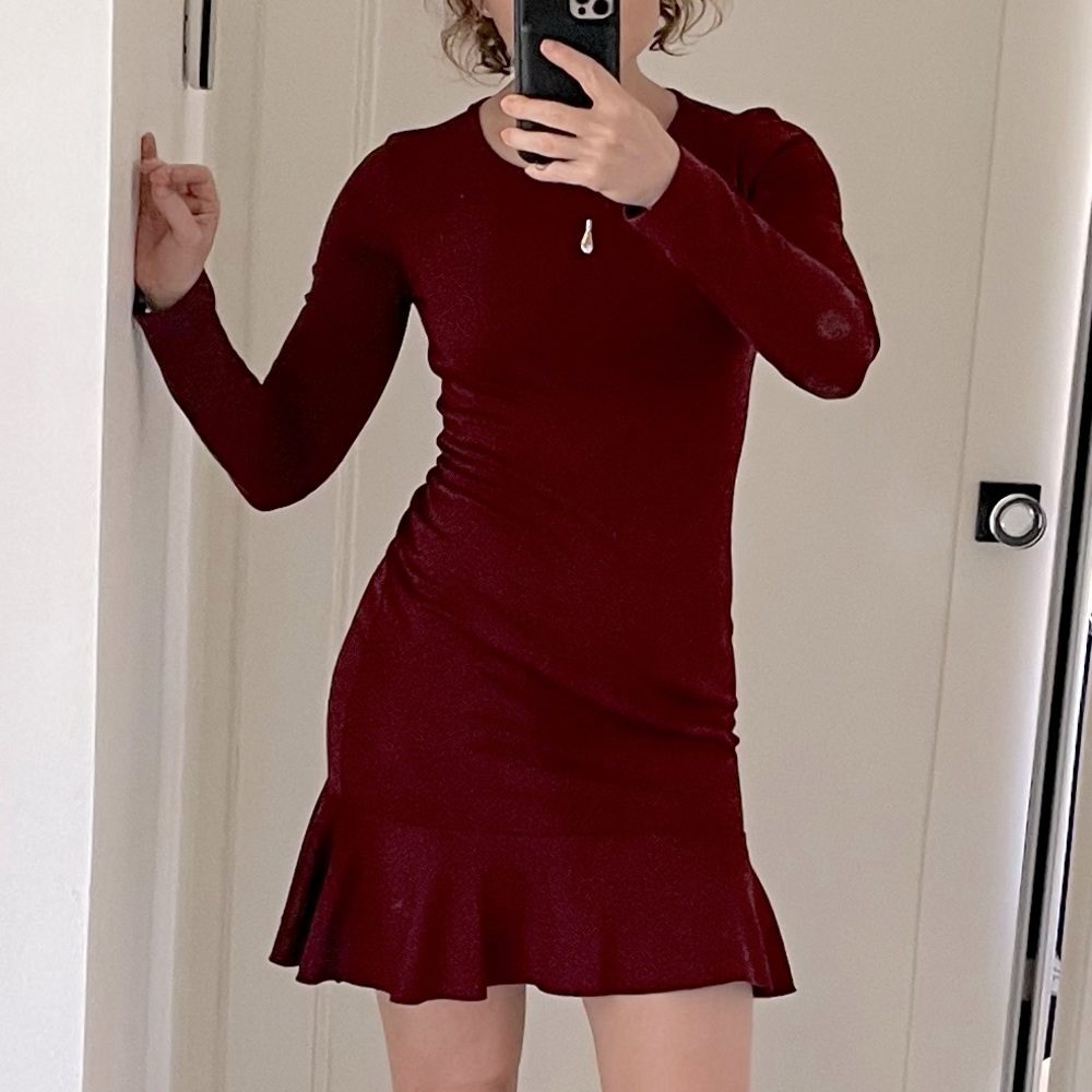 NWOT ASOS burgundy scater dress sz s/ 4, long sleeve